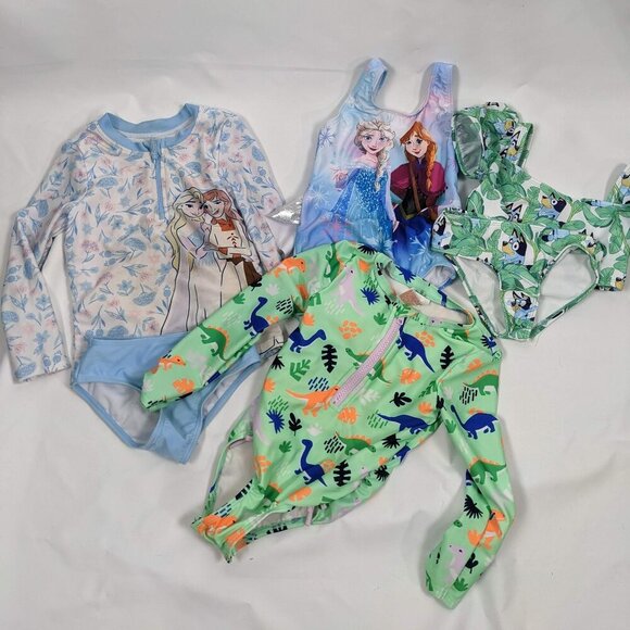 Other - Toddler 4T Bathing Suit / Swim Bundle Disney Frozen Bluey Cat and Jack